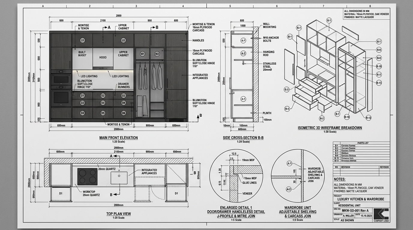 AG Shop Drawing - Professional Furniture Technical Sheet